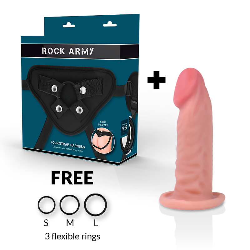 Harness + realistic double density tiger dildo 14 cm -o- 4.46 cm
