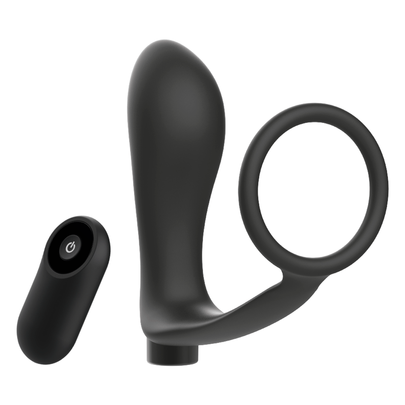 Penis ring with remote control rechargeable black anal plug